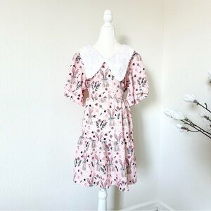 Floral cottagecore smocked dress with bunnies